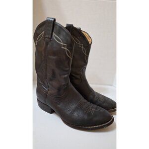 VINTAGE Tony Lama Western Cowboy Boots Mens Size 8 1/2 EE Black Pull‎ On Leather